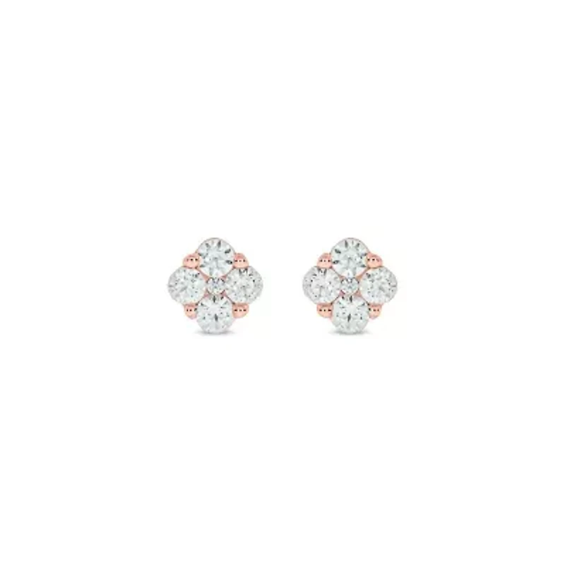 Lab Created 5/8 Carat Lab Grown Diamond Floral Timeless Sparkle Earring in 10KT Rose Gold