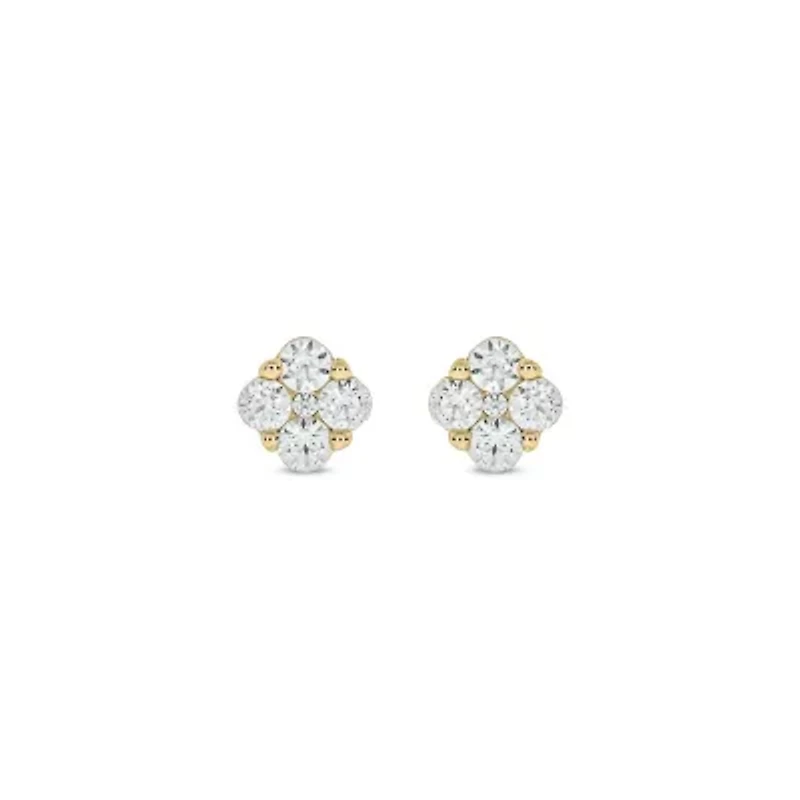 Lab Created 5/8 Carat Lab Grown Diamond Floral Timeless Sparkle Earring in 10KT Yellow Gold