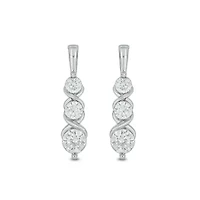 Lab Created 3/4 Carat Lab Grown Diamond feature three shimmering Earrings in Sterling Silver