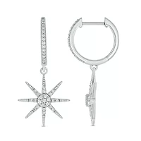 1/4 ct. t.w. Diamond Star Hoop Earring in sterling Silver