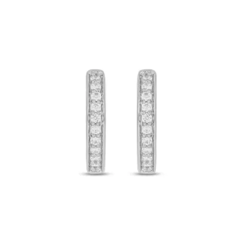 Lab Created 1/4 Carat Lab Grown Diamond Hoop Earrings in Sterling Silver