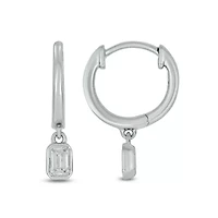 1/3 ct.t.w  Diamond Hoop Dangler Fancy Cut Earring in 14K White Gold