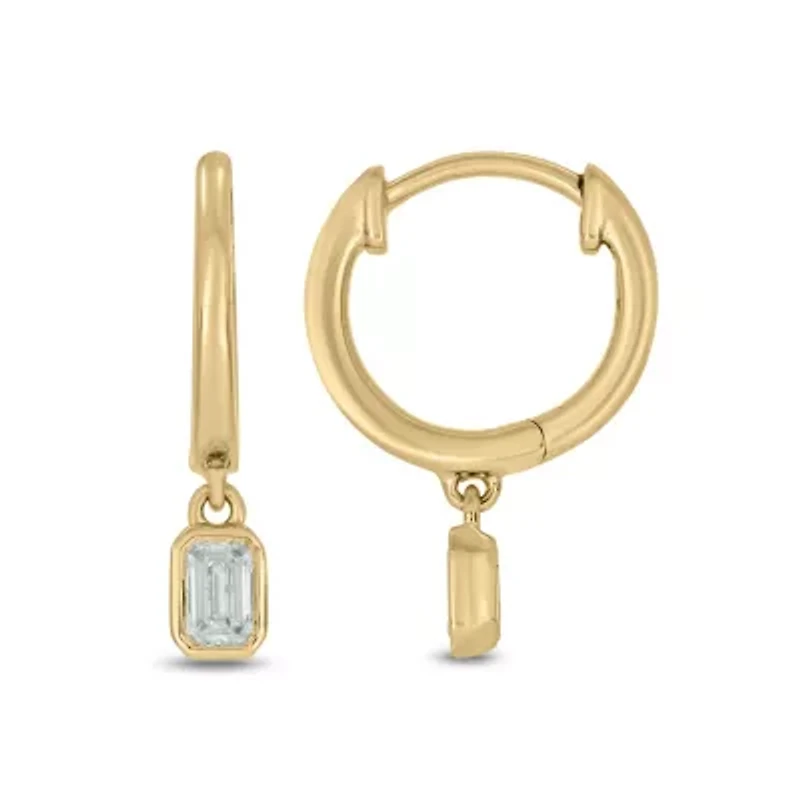 1/3 ct.t.w  Diamond Hoop Dangler Fancy Cut Earring in 14K Yellow Gold