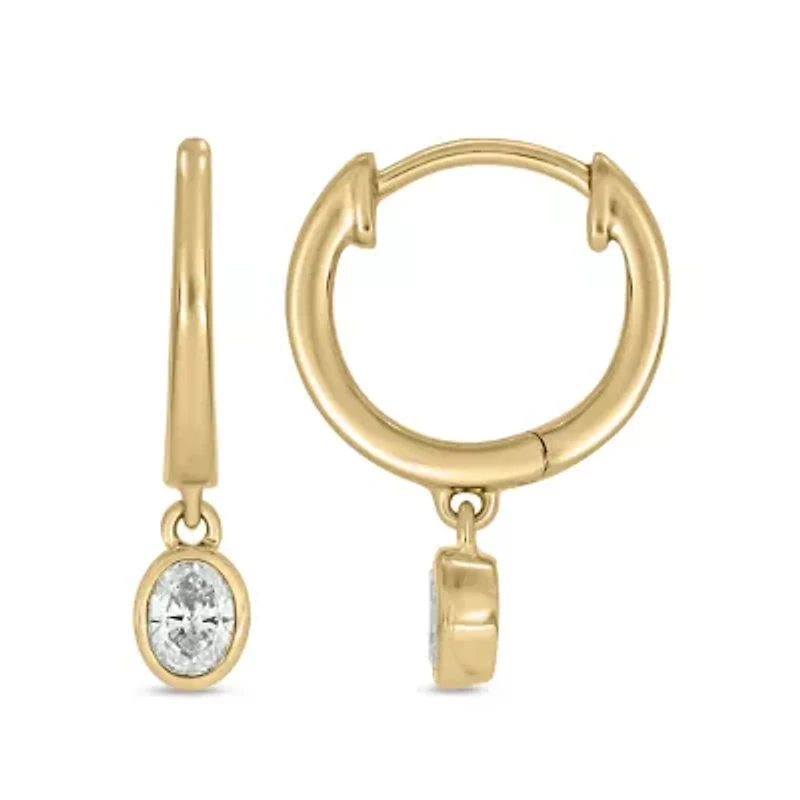 1/3 ct.t.w  Diamond Hoop Dangles Earring in 14K Yellow Gold