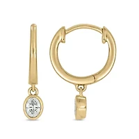 1/3 ct.t.w  Diamond Hoop Dangles Earring in 14K Yellow Gold