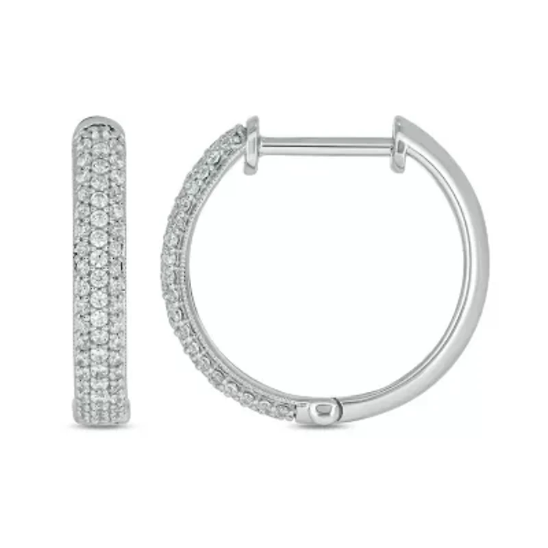 1/2 ct. t.w. Diamond Hoop Earring in Sterling Silver
