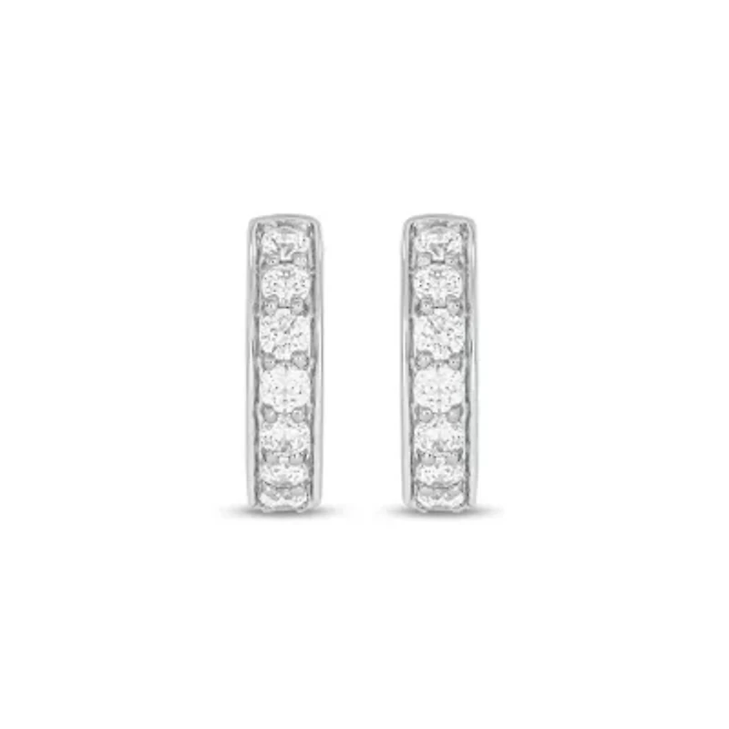 Lab Created 1 Carat Lab Grown Diamond Hoop Earrings in Sterling Silver