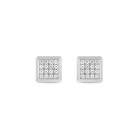 Lab Created 1/5 Carat Lab Grown Diamond Square Men’s Earring in Sterling Silver