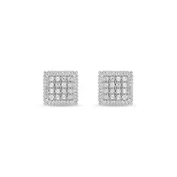 Lab Created 1/5 Carat Lab Grown Diamond Bold Square Men’s Earring in Sterling Silver