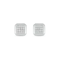 Lab Created 1/5 Carat Lab Grown Diamond Modern square Men’s Earring in Sterling Silver