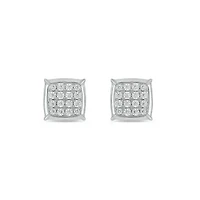 Lab Created 1/3 Carat Lab Grown Diamond Cushion Men’s Earring in Sterling Silver