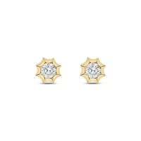 Lab Created 1/3 Carat Lab Grown Diamond Star Bezel Studs Earring in 10KT Yellow Gold