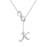 Diamond Accent Initial Infinity Lariat Necklace In Sterling Silver