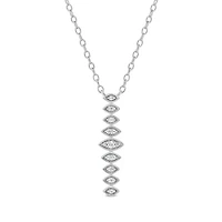 1/10 carat, Diamond Marquise illusion Graduation Necklace in 14K White Gold