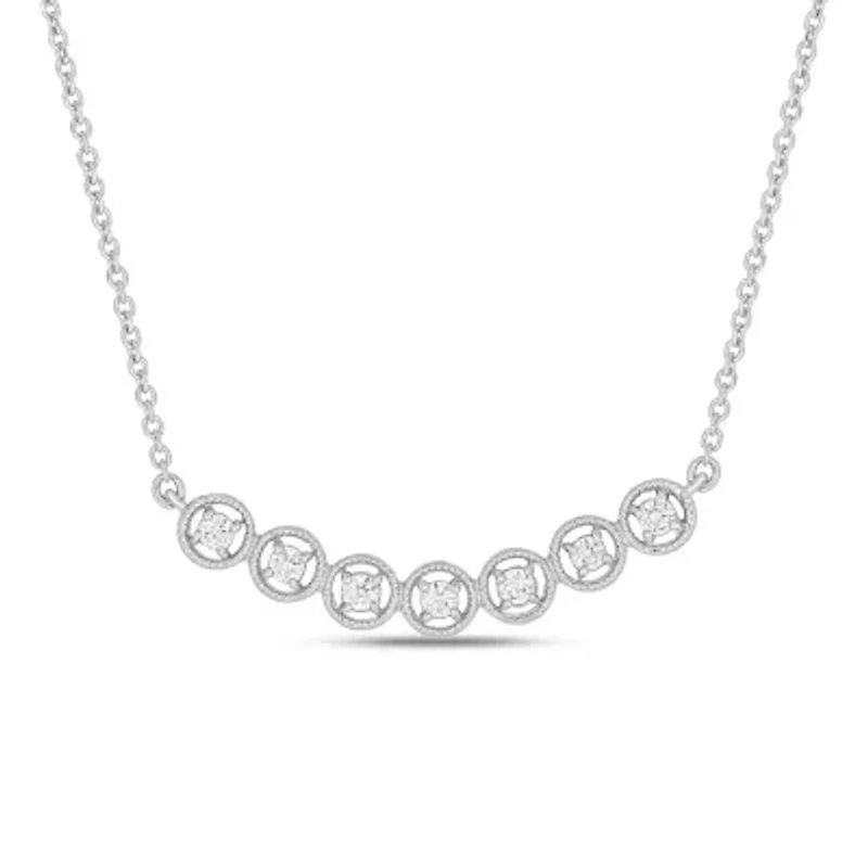 1/6 Carat,Diamond Bar Necklace Pendant in sterling silver