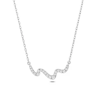 Lab Created 1/5 ct. t.w. Lab Grown Diamond Wave Necklace in Sterling Silver