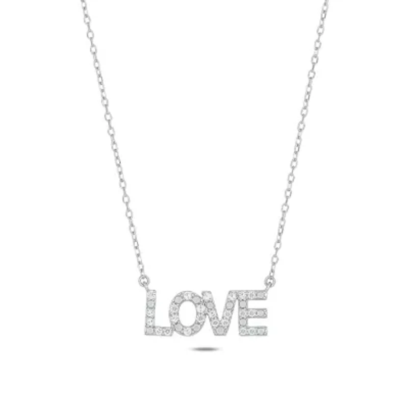 Lab Created 1/5 ct. t.w. Lab Grown Diamond Love Necklace in Sterling Silver