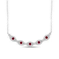 1/4 ct.t.w Diamond Smiley Necklace With Natural Ruby Gemstone Necklace in 14K Gold
