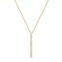 1/4 Carat, Sleek And Beautiful Diamond Bar Necklace Pendant in 14K Yellow Gold