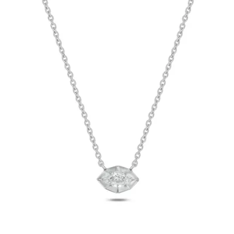 Lab Created 1/4 ct. t.w. Lab Grown Marquise Diamond Solitaire Necklace in Sterling Silver
