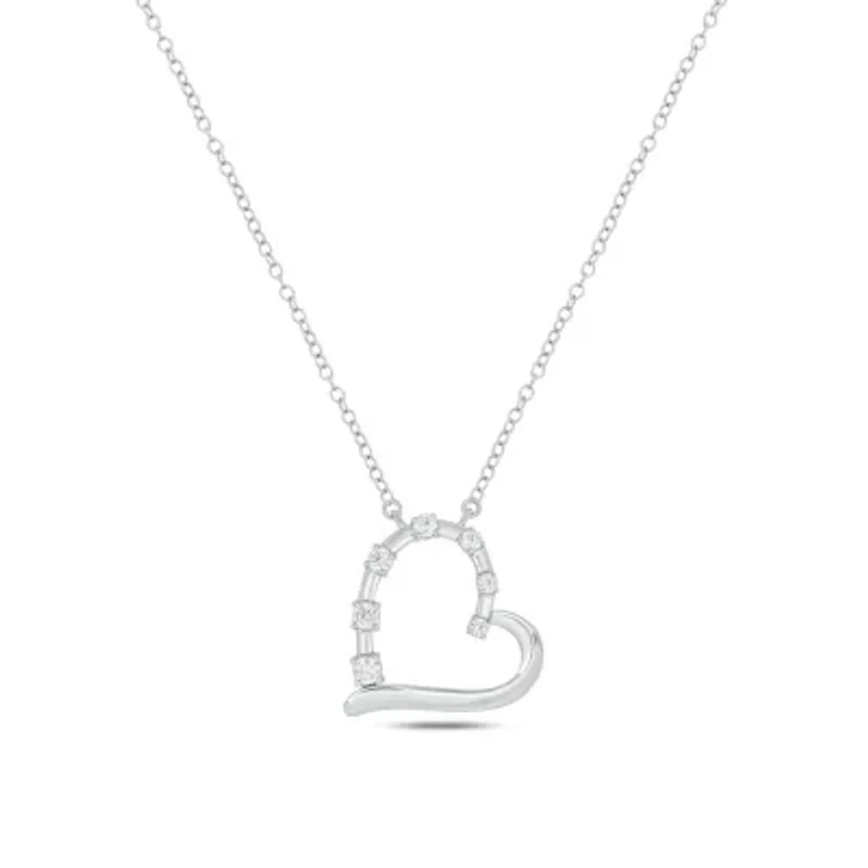 Lab Created 1/4 ct. t.w. Lab Grown Diamond Heart Shaped Journey Necklace in Sterling Silver
