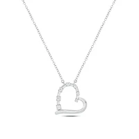 Lab Created 1/4 ct. t.w. Lab Grown Diamond Heart Shaped Journey Necklace in Sterling Silver