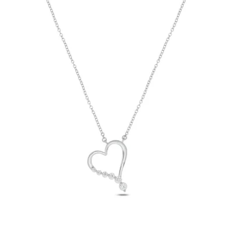 Lab Created 1/4 ct. t.w. Lab Grown Diamond Heart Shaped Journey Necklace in Sterling Silver