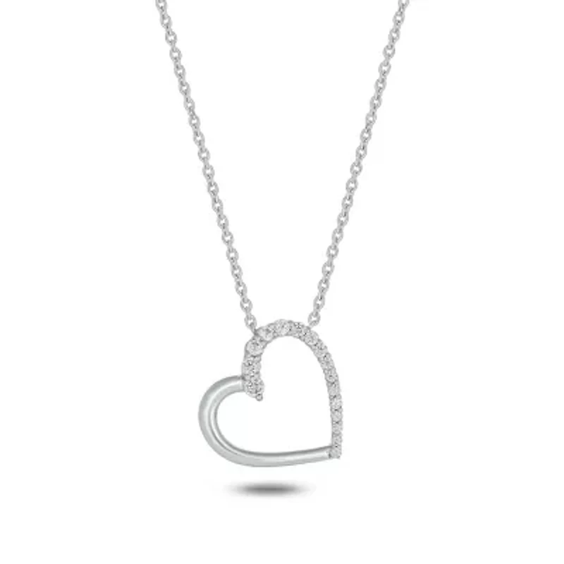 Lab Created 1/3 ct. t.w. Lab Grown Graduation Diamond Heart Necklace in Sterling Silver