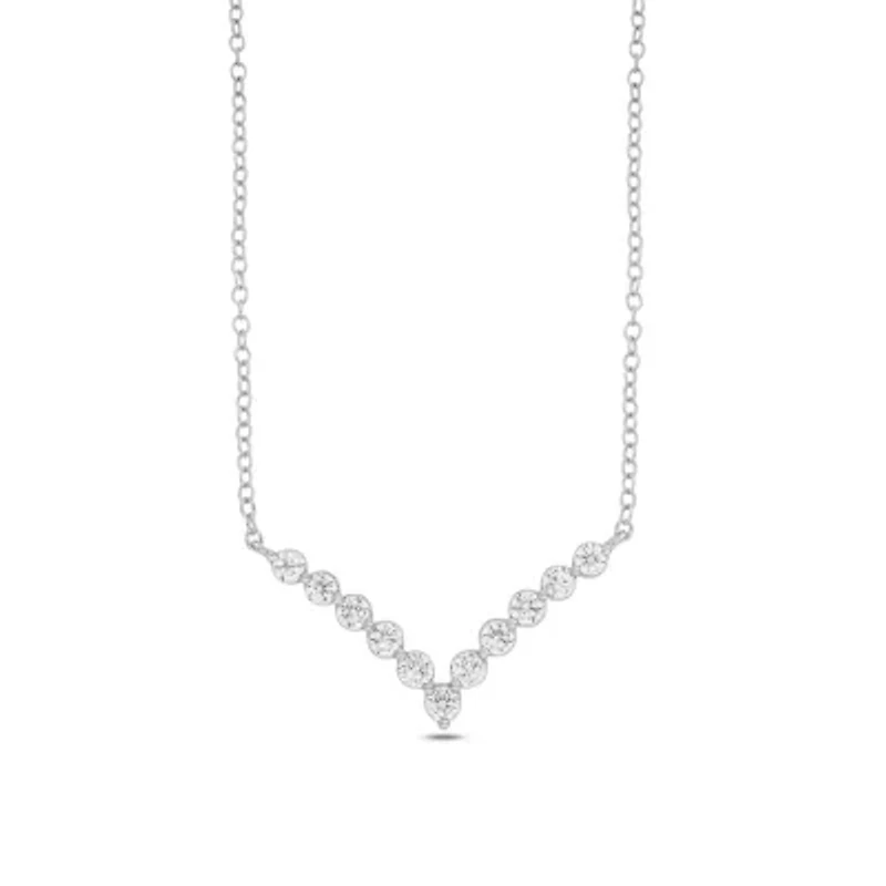 Lab Created 1/2 ct. t.w. Lab Grown Diamond Elegant V-Shaped Necklace in Sterling Silver