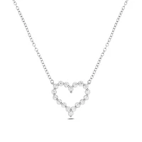 Lab Created 1/2 ct. t.w. Lab Grown Diamond Heart Shaped Necklace in Sterling Silver