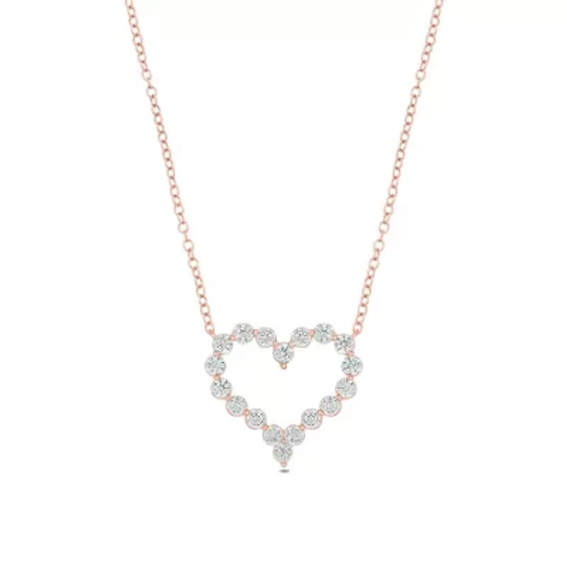 Lab Created 1 ct. t.w. Lab Grown Diamond Heart Shaped Necklace in 10K Rose Gold