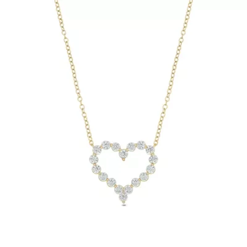 Lab Created 1 ct. t.w. Lab Grown Diamond Heart Shaped Necklace in 10K Yellow Gold