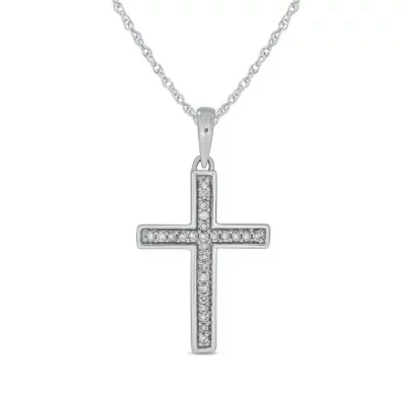 1/10 ct. t.w. Diamond Cross Pendant In 10K White Gold