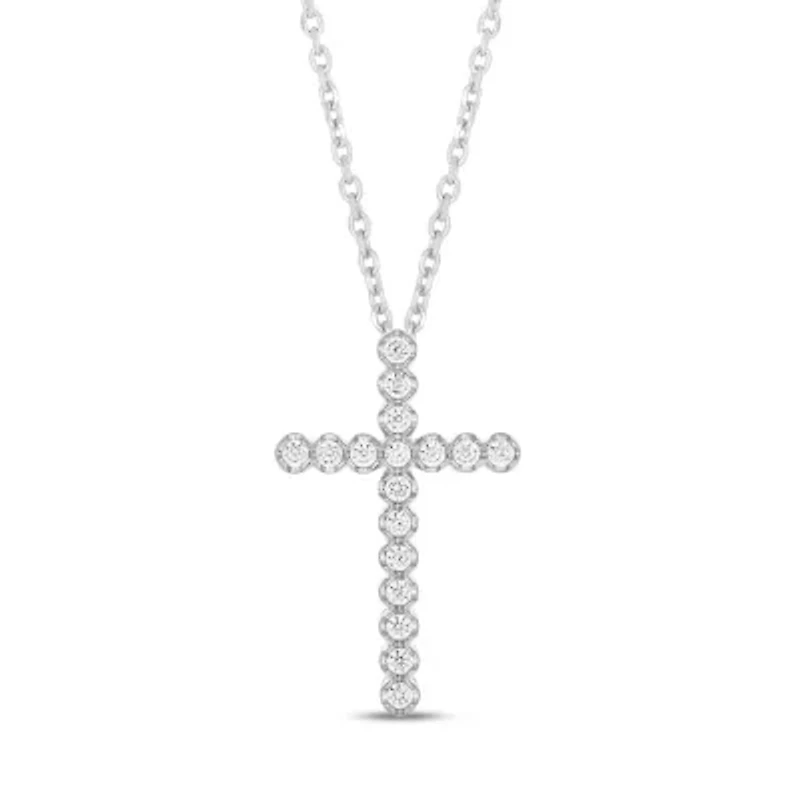 1/4 carat, Diamond Cross Pendant in 14K White Gold