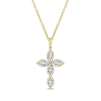 1/3 carat, Diamond Unique Cross Pendant in 14K Yellow Gold