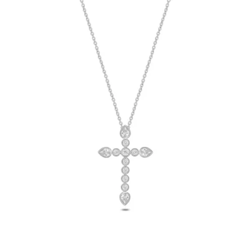 Lab Created 1 Carat Lab-Grown Diamond Cross Pendant in Sterling Silver