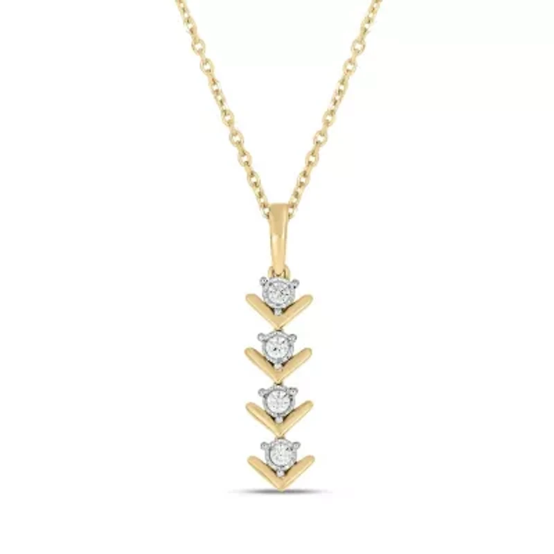 1/10 carat, Diamond Chevron Pendant in 14K Yellow Gold