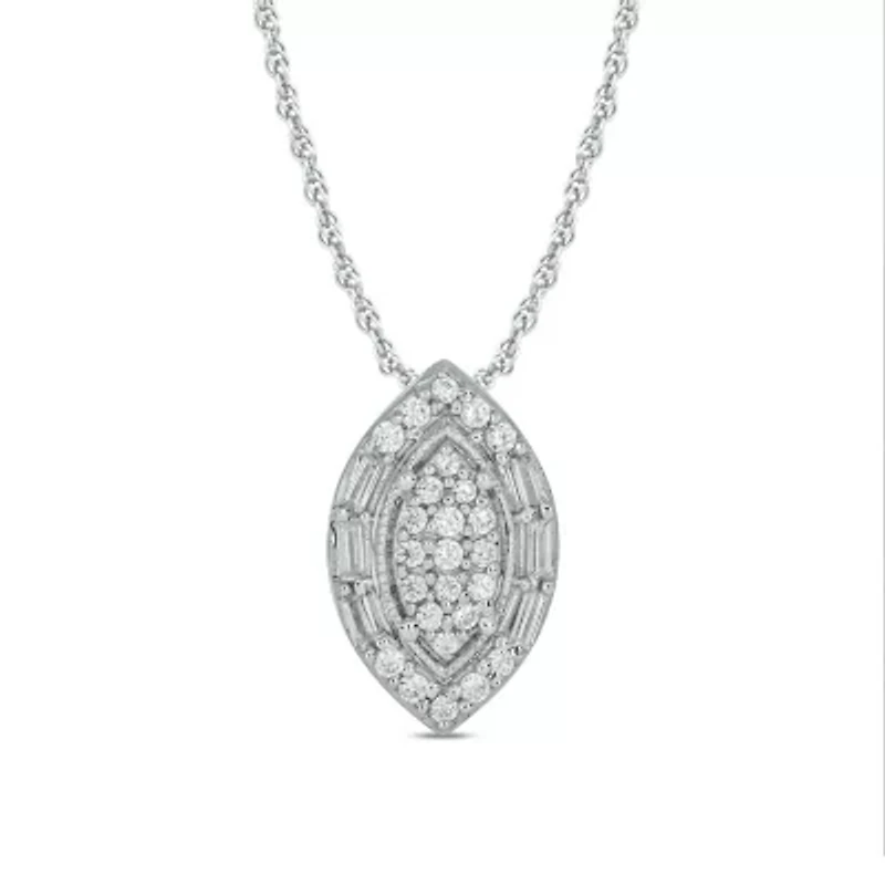 1/6 ct. t.w. Diamond Marquise Shape Pendant in Sterling Silver
