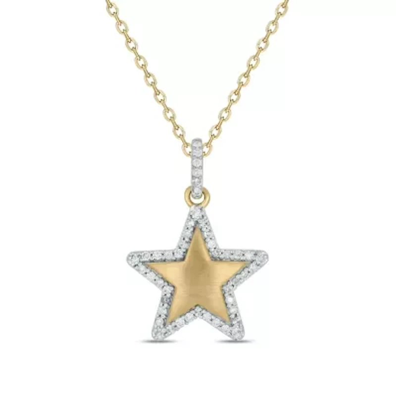 1/4 carat, Diamond Star Pendant in 14K Yellow Gold