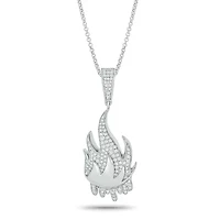 1/2 ct. t.w Natrual White Diamond Hip Hop Fire Symbol Pendant in Sterling Silver