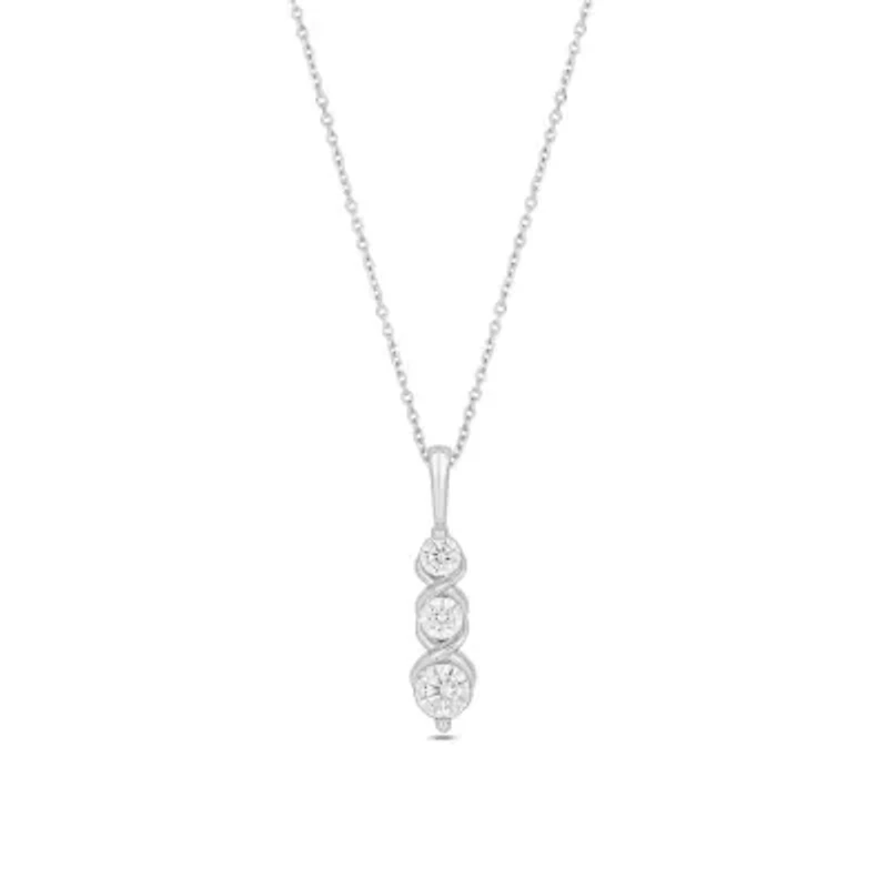 Lab Created 1/2 Carat Lab-Grown 3 Diamond Graduations Pendant in Sterling Silver