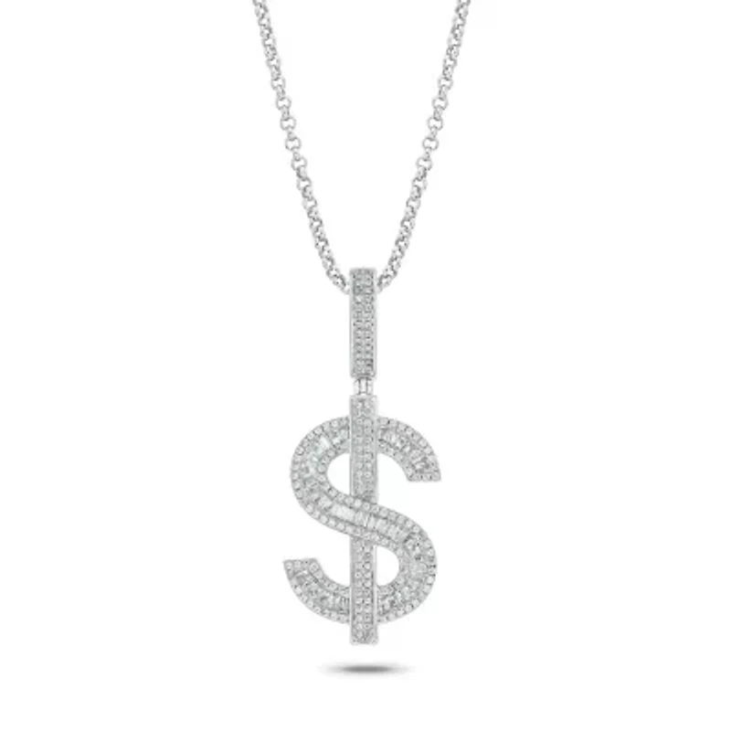1.0 ct. t.w Natrual White Diamond Dollar Sign Pendant in Sterling Silver