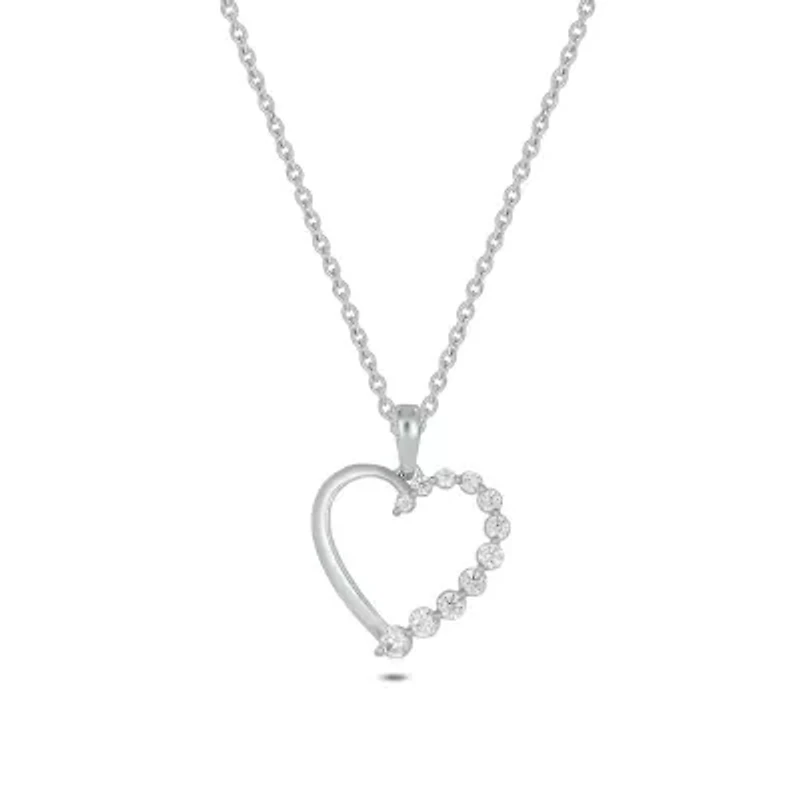 Lab Created 1/3 Carat Lab-Grown Diamond heart pendant in Sterling Silver
