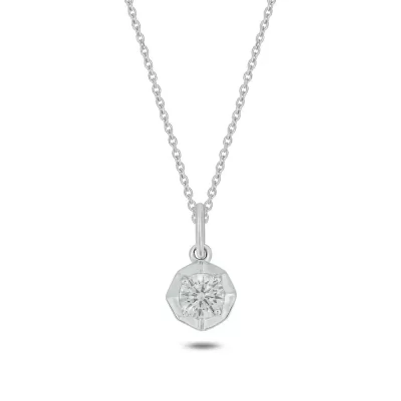 Lab Created 1/4 Carat Lab-Grown Round Diamond Pendant in Sterling Silver