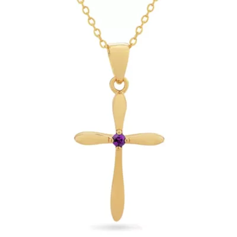 Lab Created 14K Gold Plated Sterling Silver 2.5mm Emerald Pendant 18-Inch Necklace