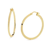 18K Gold Plated Sterling Silver 35x2mm Knife Edge Polished Hoop Earrings