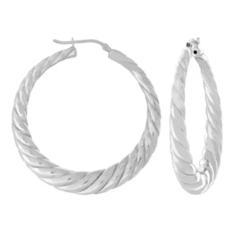 Sterling Silver 48mm Graduated Electroform Fluted Hoop Earrings