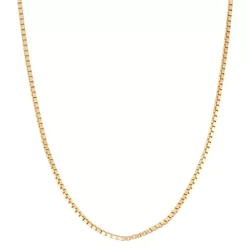 14K Gold Plated Sterling Silver Box Chain 20-Inch Necklace, Made in Italy