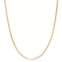 14K Gold Plated Sterling Silver Box Chain 20-Inch Necklace, Made in Italy