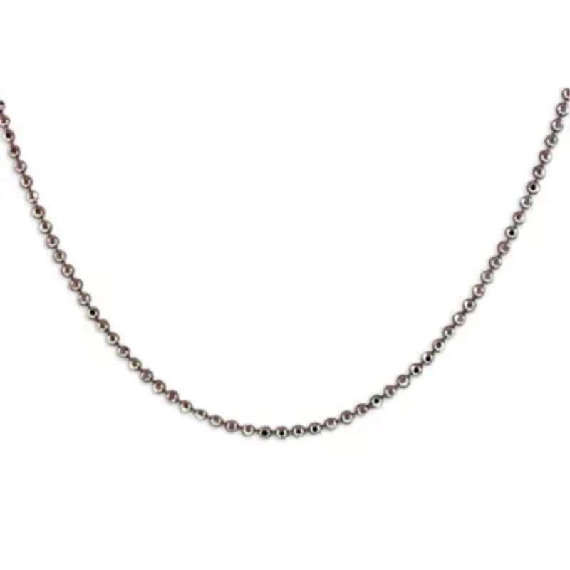 Sterling Silver Diamond Cut 2mm Bead Chain -Inch Necklace